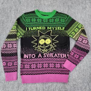 Rick and Morty Sweater Mens Medium Long Sleeve Crew Neck Adult Swim Christmas